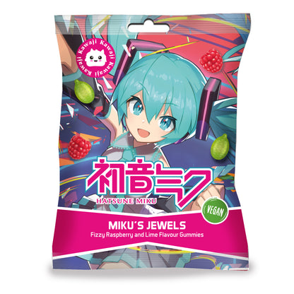 Miku's Jewels by Kawaji - Hatsune Miku Raspberry and Lime Gummies - 48g bag