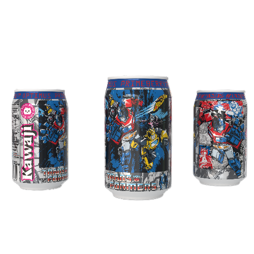 Kawaji Soda: The Hero Squad Collector's Pack- Optimus Prime, Sonic the Hedgehog and Goku 3 Can Soda Gift Set