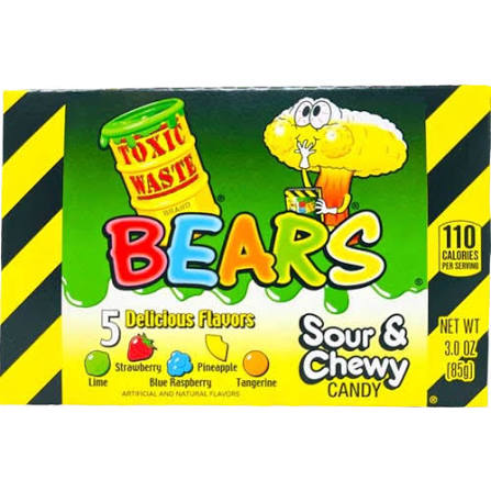 Toxic Waste Sour Gummy Bears 85gm Theatre Box